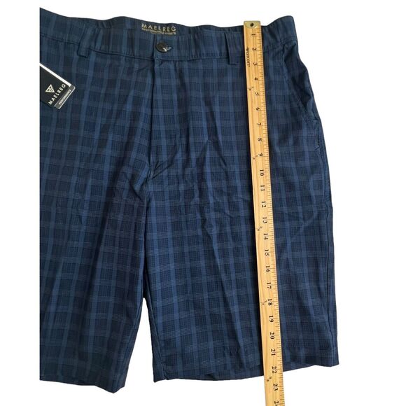 Maelreg Mens Blue Plaid Polyester 10" Inseam Stretch Performance Shorts 38 - Picture 5 of 9